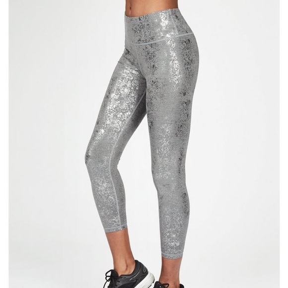 Sweaty Betty Pants - NWT Sweaty Betty Disco Foil silver glitter M